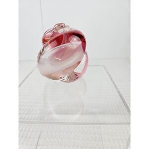 JIM KARG SIGNED SWRILED PINK STUDIO ART GLASS PAPER WEIGHT